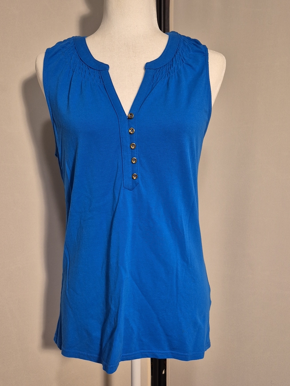 Aryeh Sleeveless Blue Henley Tank Top - Sz. M